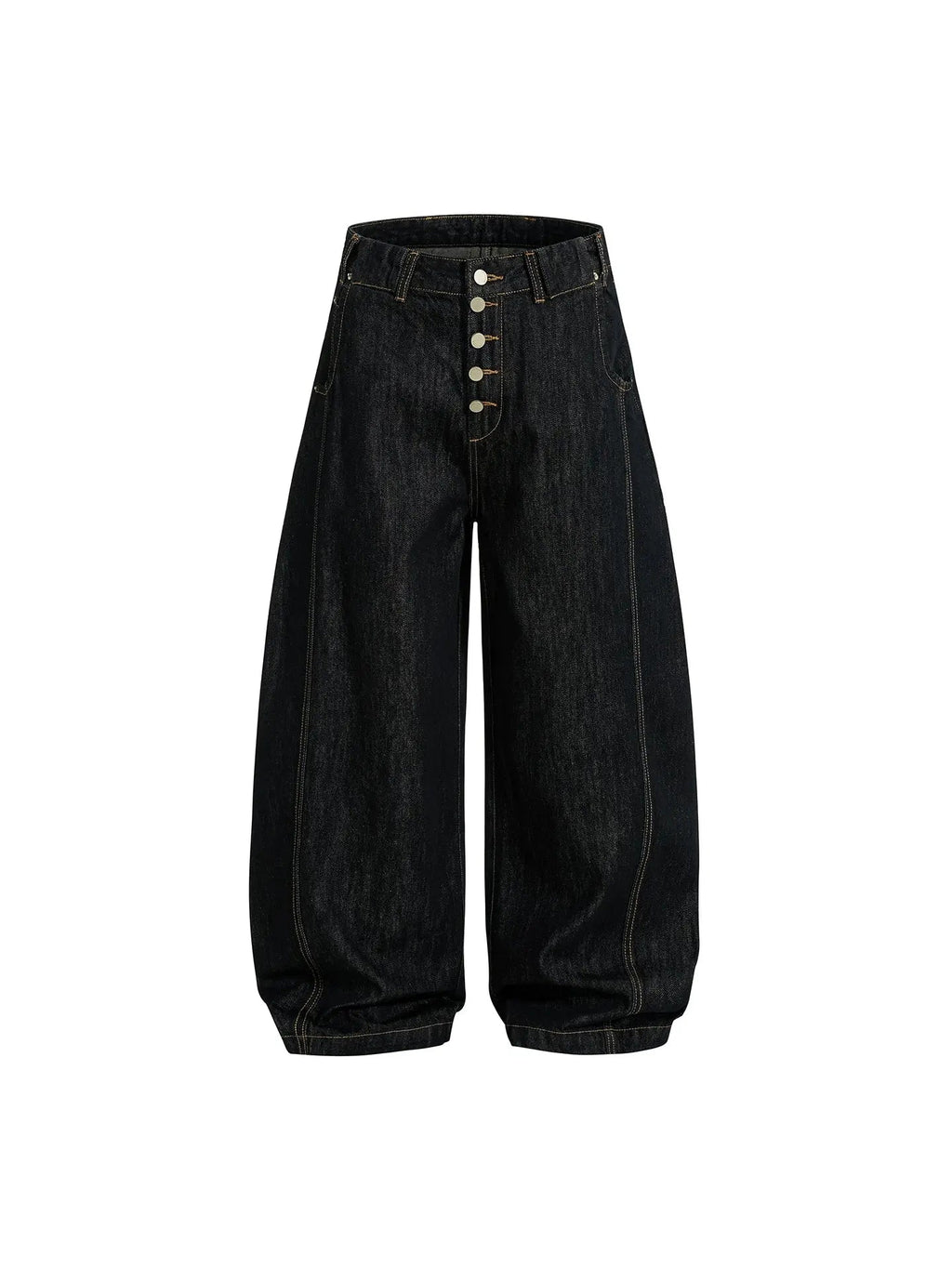 Black Buttons Up Barrel Baggy Jeans | Flation Streetwear