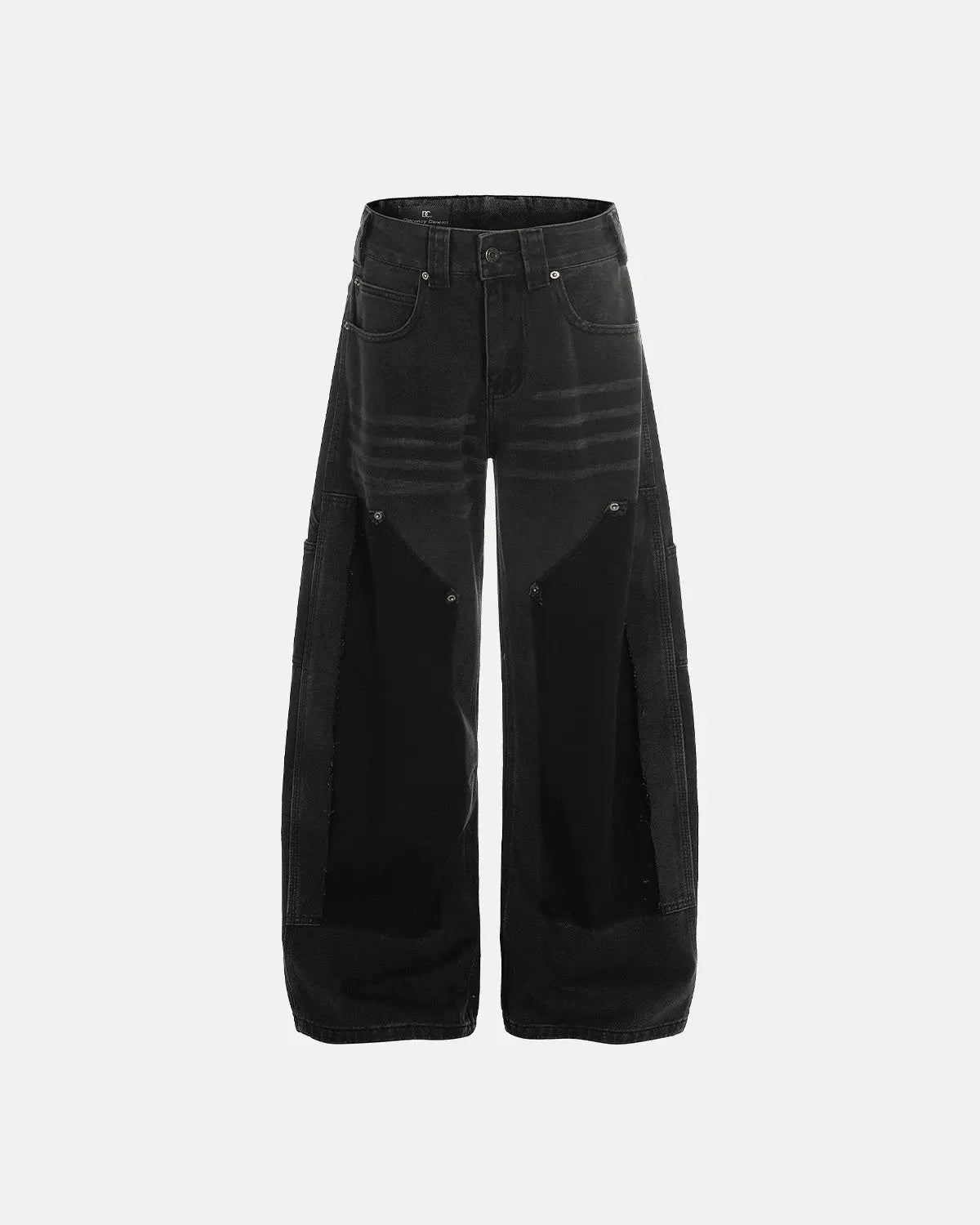 Black Patchwork Barrel Jeans | Flation Streetwear