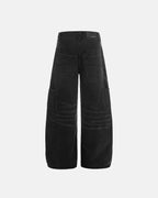 Black Patchwork Barrel Jeans | Flation Streetwear