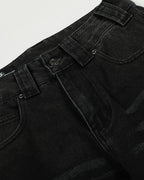 Black Patchwork Barrel Jeans | Flation Streetwear
