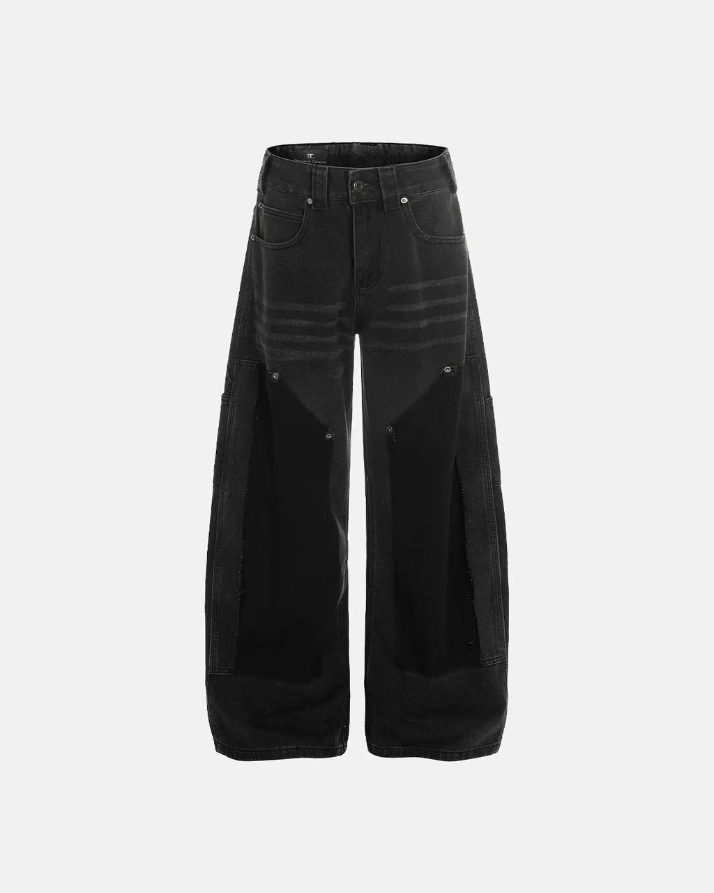 Black Patchwork Barrel Jeans | Flation Streetwear
