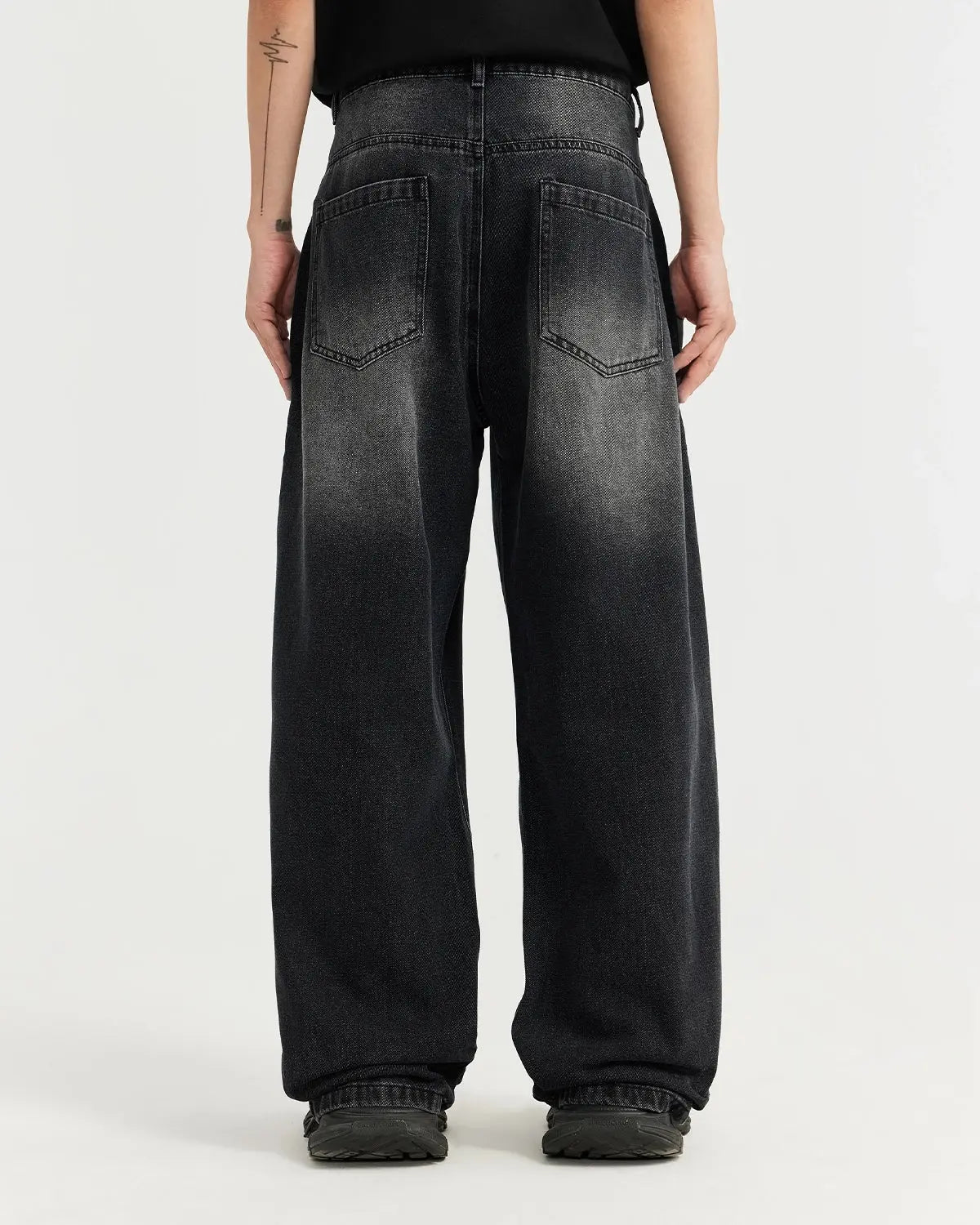 Black Washed Baggy Jeans | Flation Streetwear