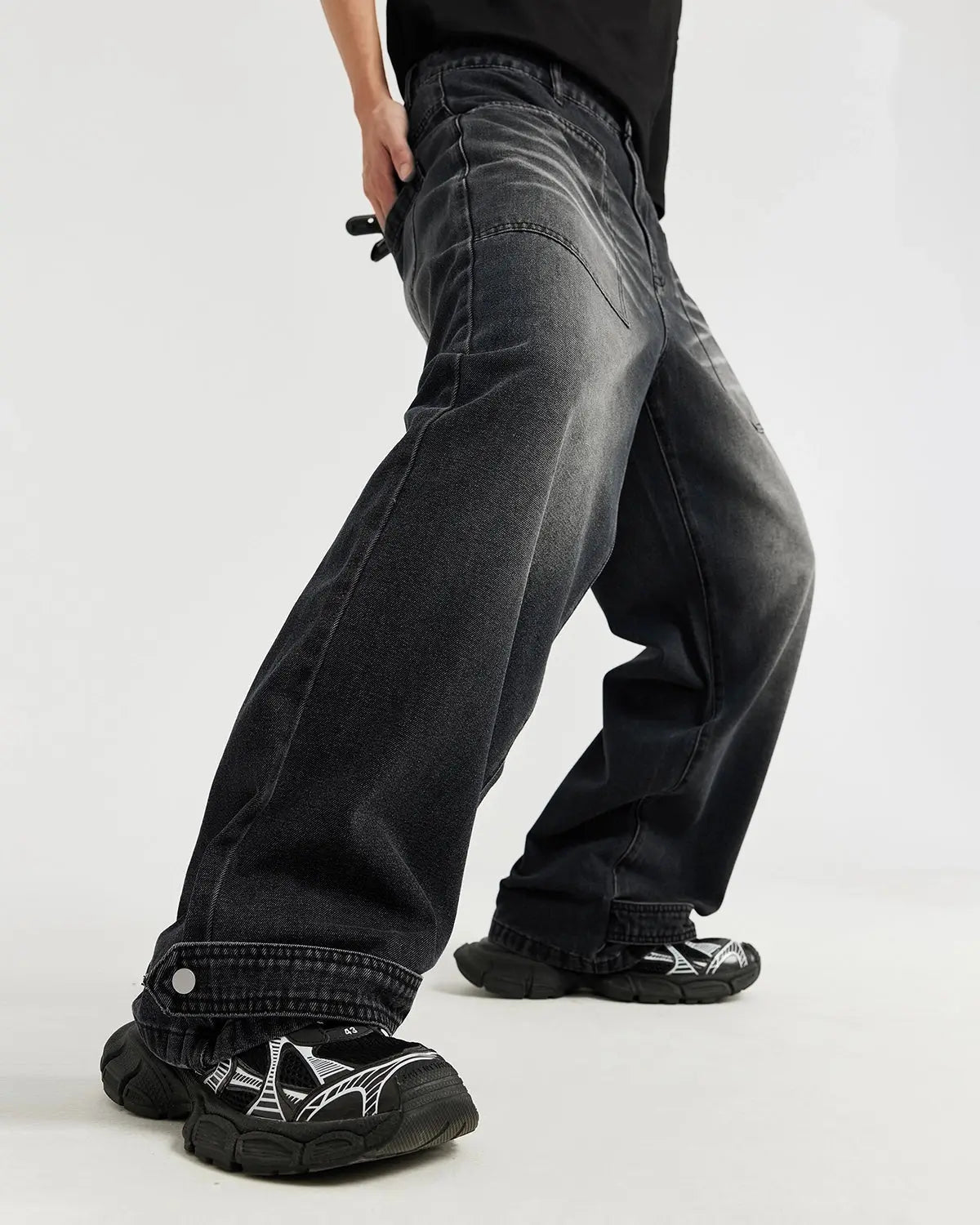 Black Washed Baggy Jeans | Flation Streetwear