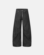 Button Detail Deconstructed Raw Baggy Jeans | Flation Streetwear
