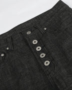 Button Detail Deconstructed Raw Baggy Jeans | Flation Streetwear