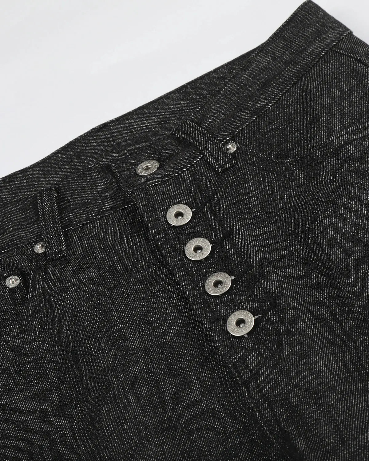 Button Detail Deconstructed Raw Baggy Jeans | Flation Streetwear