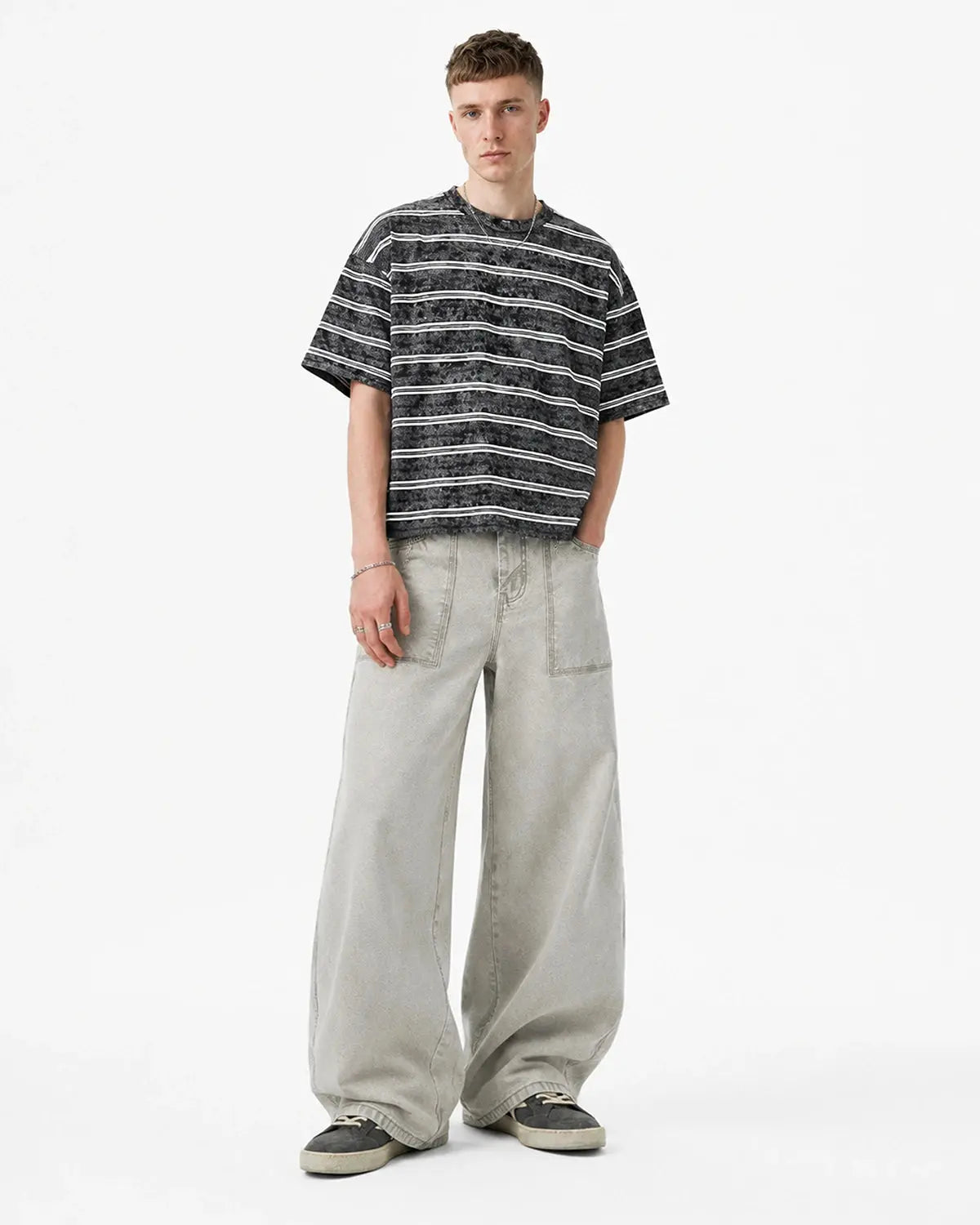 Deconstructed Distressed Barrel Jeans | Flation Streetwear