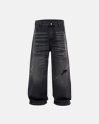 Distressed Rhinestone Ripped Baggy Jeans | Flation Streetwear
