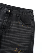 Distressed Rhinestone Ripped Baggy Jeans | Flation Streetwear