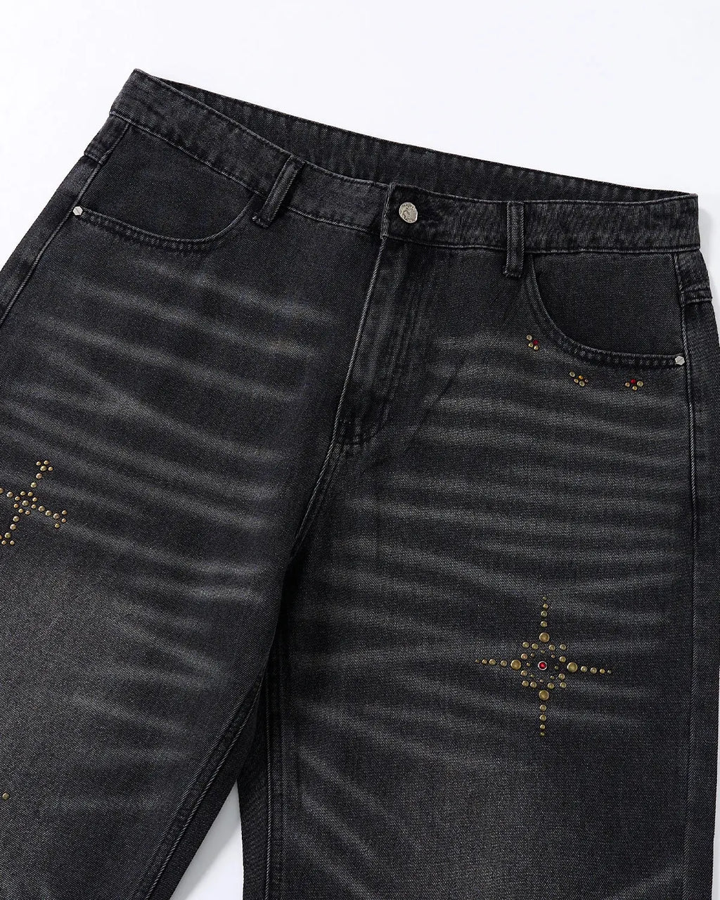 Distressed Rhinestone Ripped Baggy Jeans | Flation Streetwear