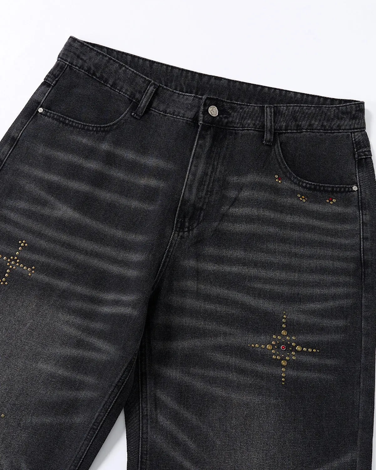 Distressed Rhinestone Ripped Baggy Jeans | Flation Streetwear