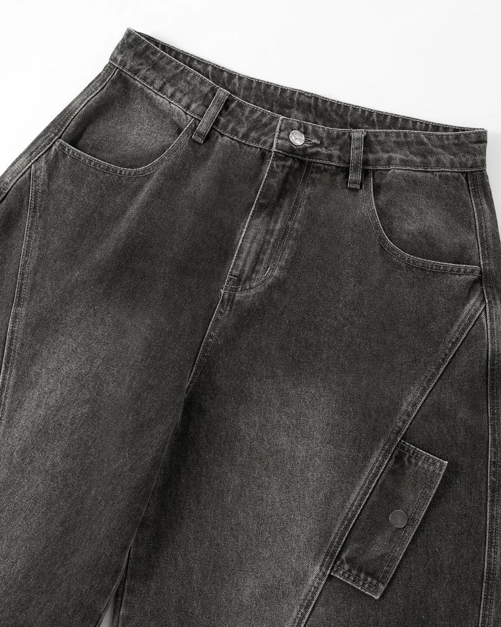 Distressed Washed Cargo Barrel Jeans | Flation Streetwear