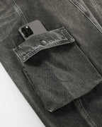 Distressed Washed Cargo Barrel Jeans | Flation Streetwear