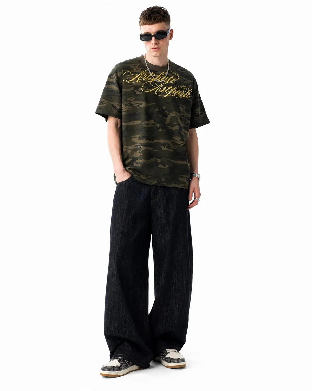Embroidered Raw Baggy Jeans | Flation Streetwear