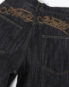 Embroidered Raw Baggy Jeans | Flation Streetwear