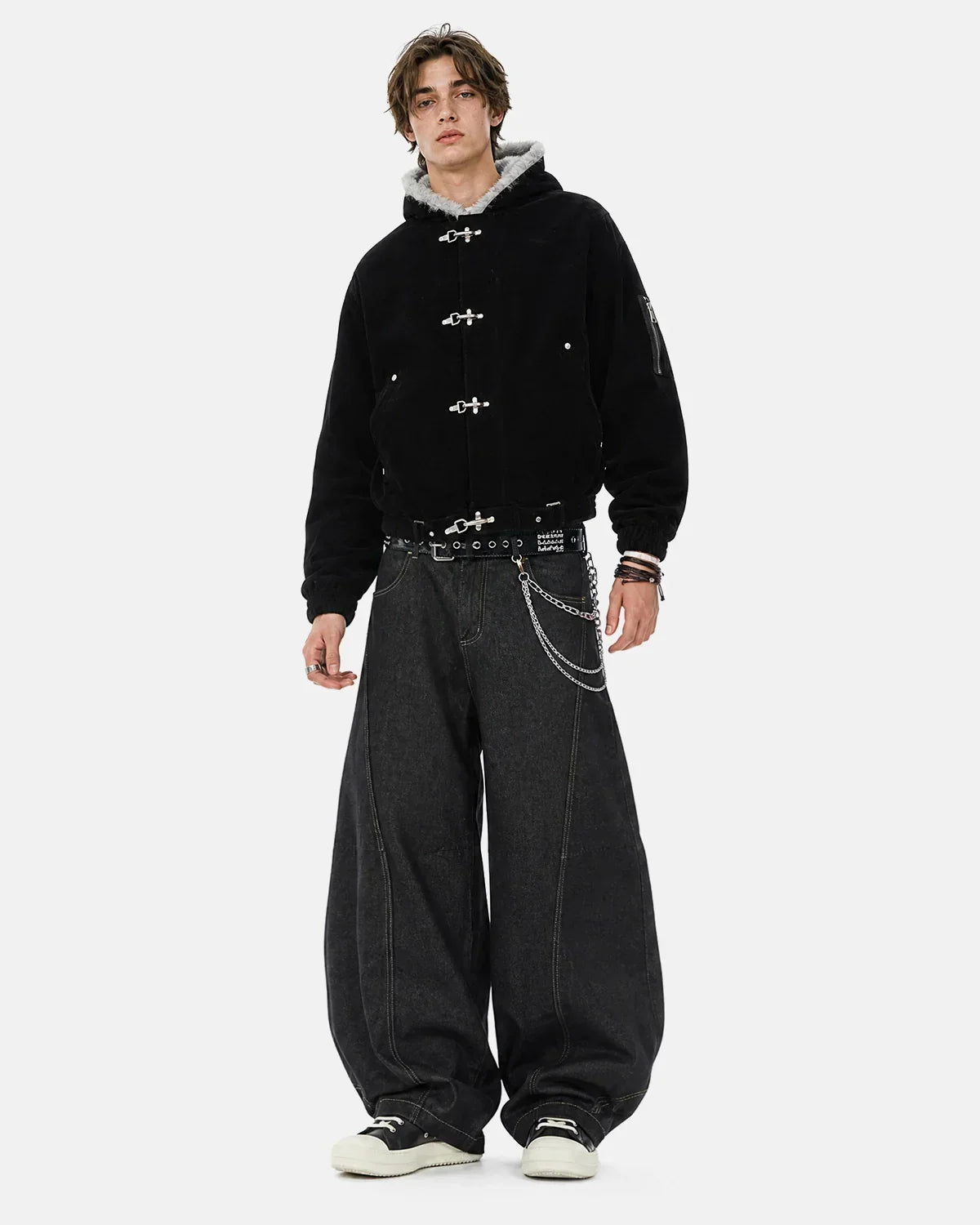 Faux Fur Lined Clasp Bomber Jacket | Flation Streetwear