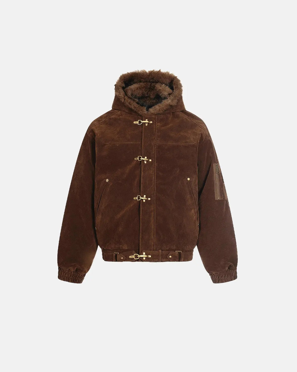 Faux Fur Lined Clasp Bomber Jacket | Flation Streetwear