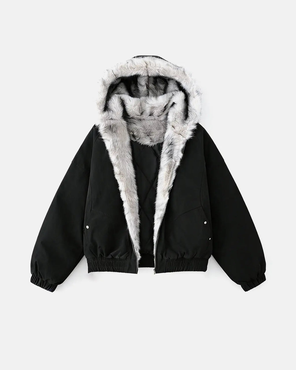 Faux Fur Lined Padded Bomber Jacket | Flation Streetwear