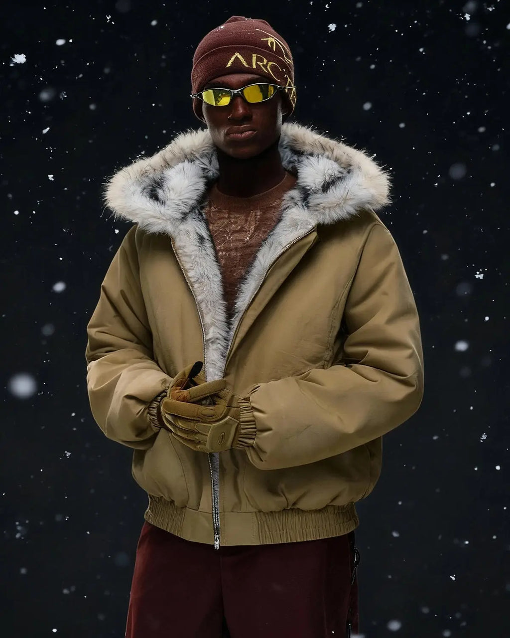 Faux Fur Lined Padded Bomber Jacket | Flation Streetwear