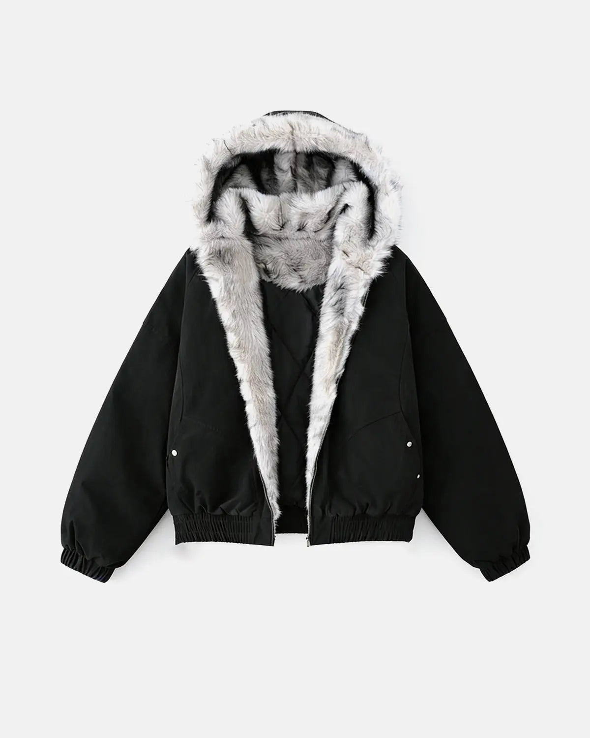 Faux Fur Lined Padded Bomber Jacket | Flation Streetwear