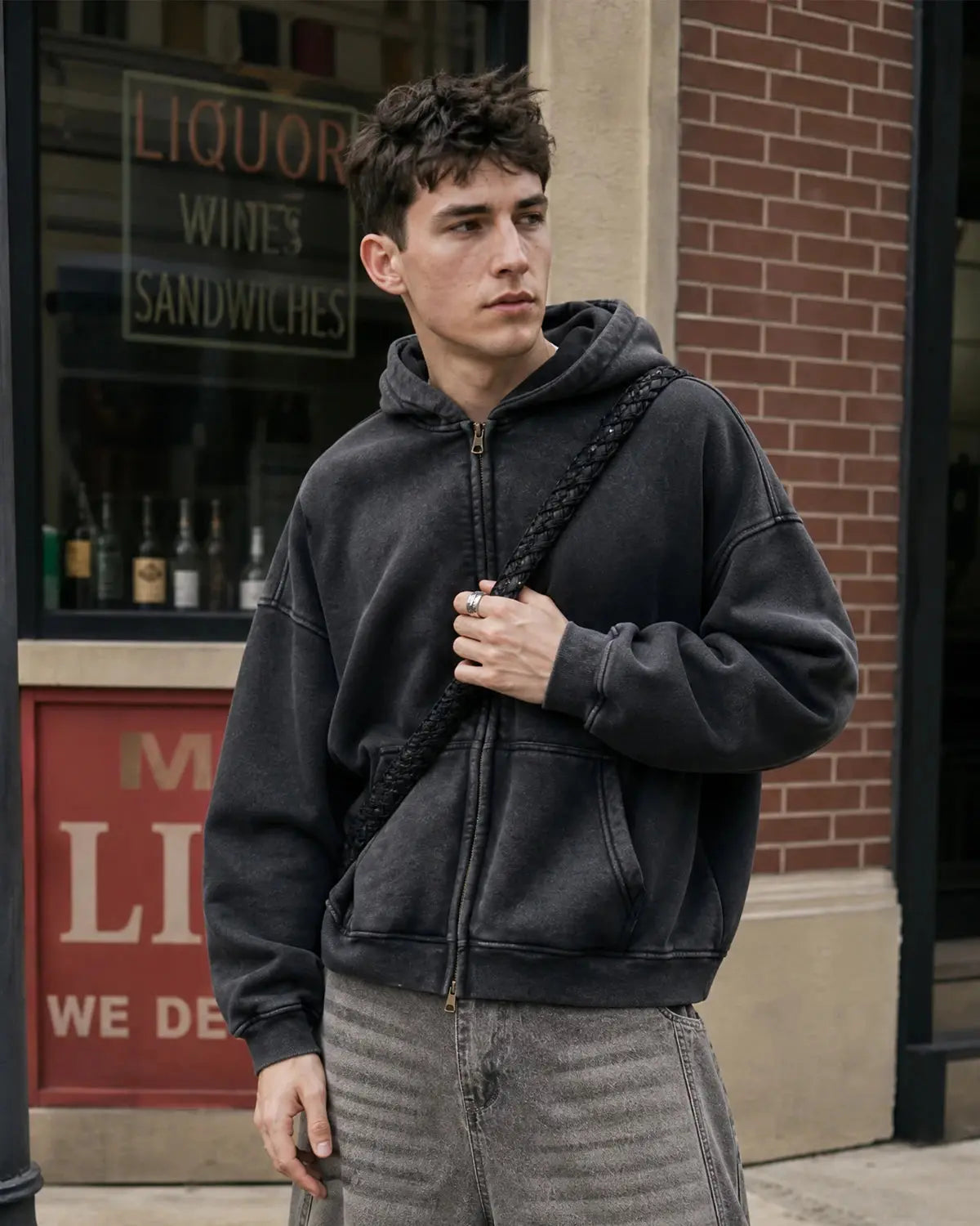 Flation Vintage Washed Zip Up Hoodie