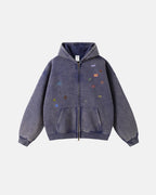 Funny Stickers Distressed Zip Up Hoodies | Flation Streetwear