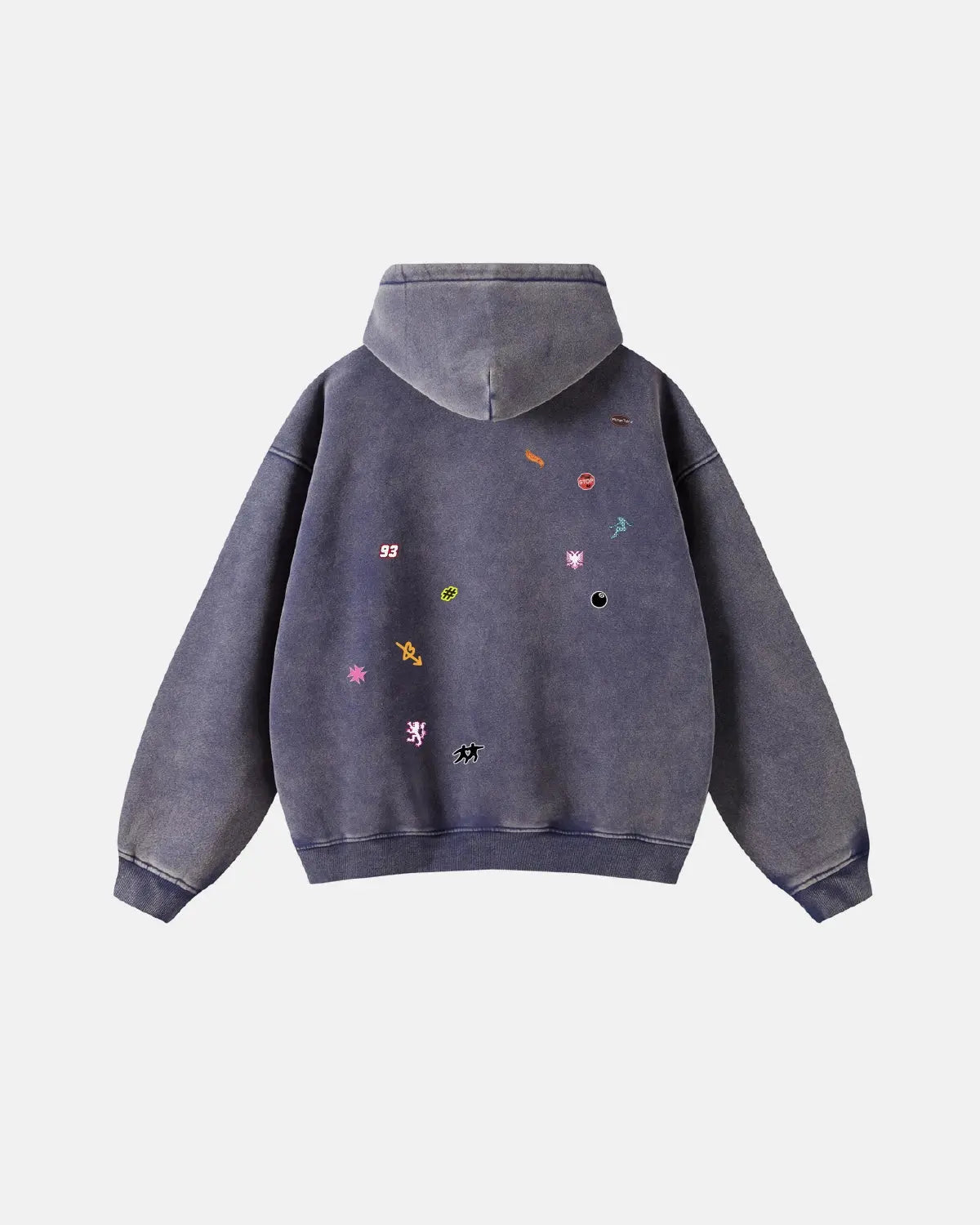 Funny Stickers Distressed Zip Up Hoodies | Flation Streetwear