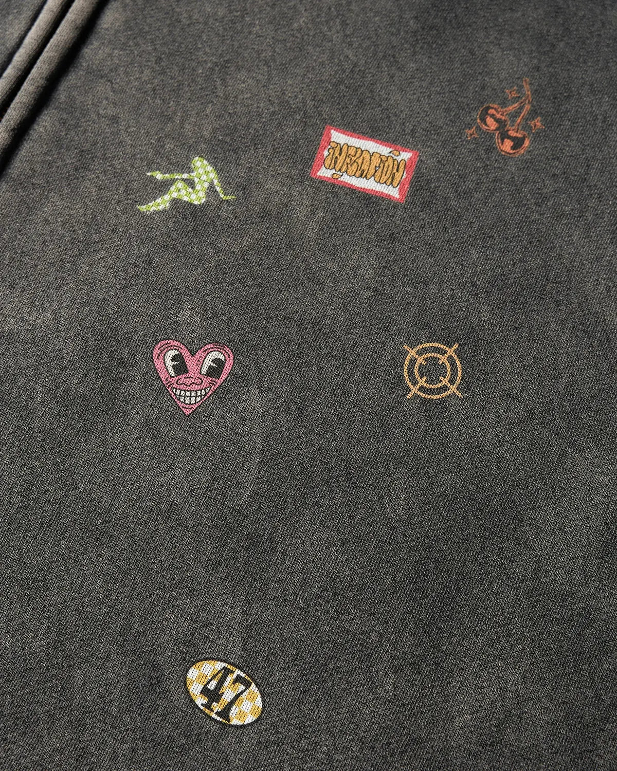 Funny Stickers Distressed Zip Up Hoodies | Flation Streetwear