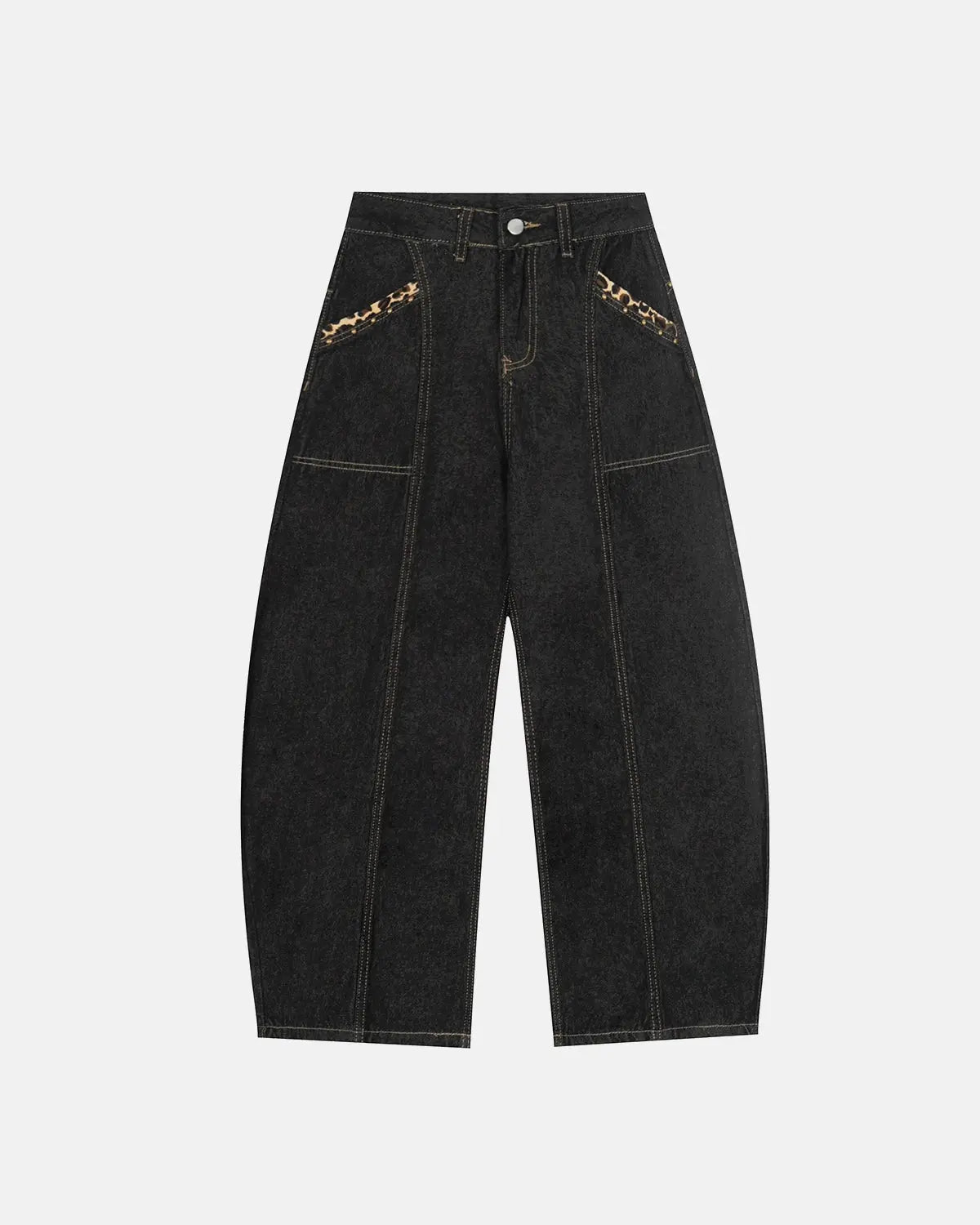 Gothic Cross Embroidery Barrel Jeans | Flation Streetwear
