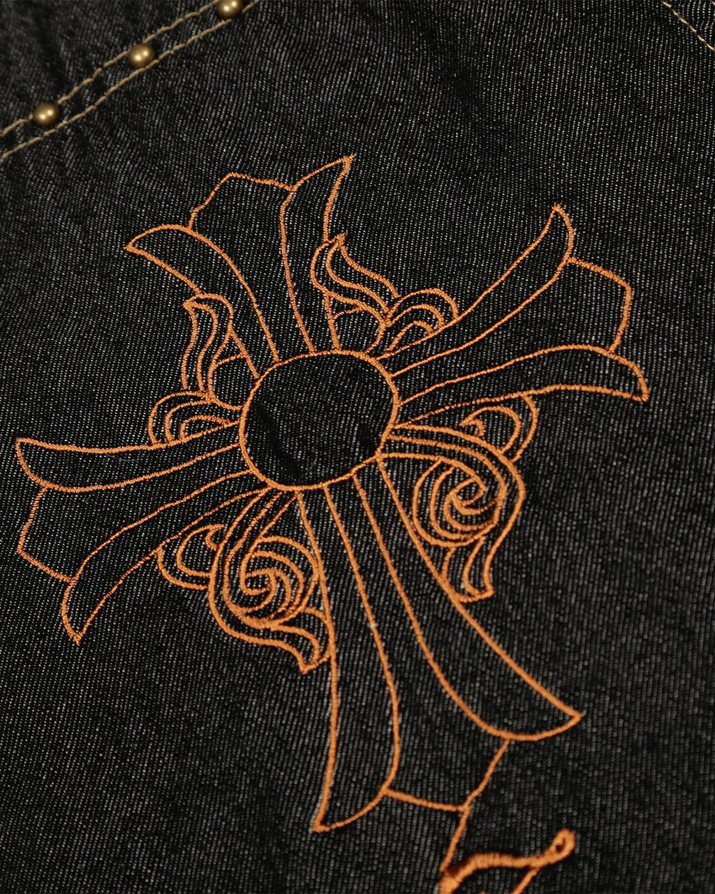 Gothic Cross Embroidery Barrel Jeans | Flation Streetwear