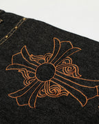 Gothic Cross Embroidery Barrel Jeans | Flation Streetwear