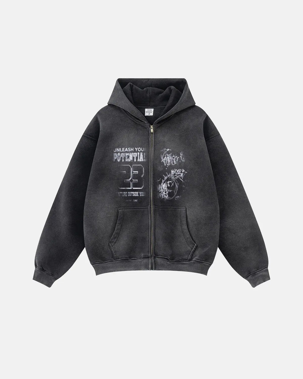 Graphic Washed Zip Up Hoodies | Flation Streetwear