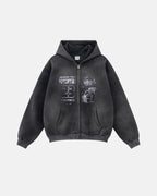 Graphic Washed Zip Up Hoodies | Flation Streetwear