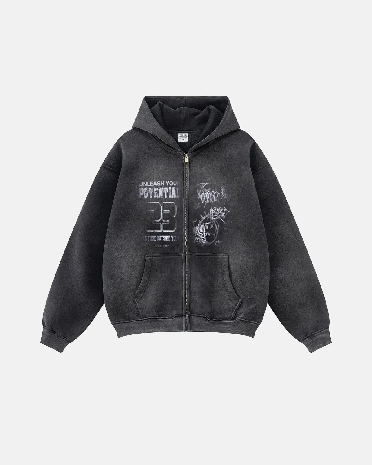 Graphic Washed Zip Up Hoodies | Flation Streetwear
