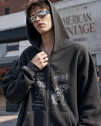 Graphic Washed Zip Up Hoodies | Flation Streetwear