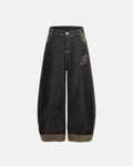 Leopard Patchwork Embroidery Baggy Jeans | Flation Streetwear