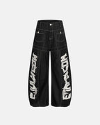 Letter Graphic Cargo Barrel Jeans | Flation Streetwear