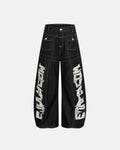 Letter Graphic Cargo Barrel Jeans | Flation Streetwear