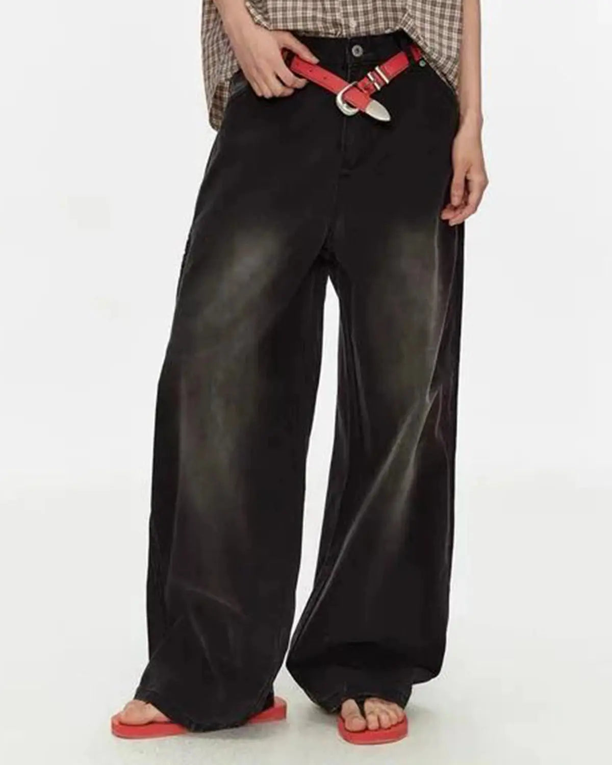 Retro Washed Wide-Leg Jeans | Flation Streetwear