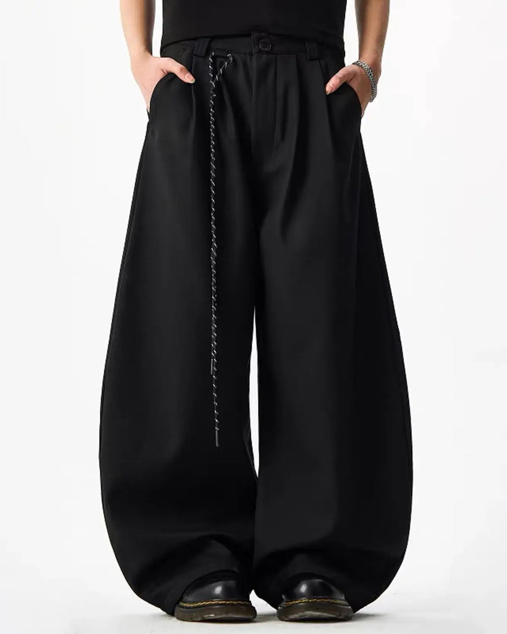 Rope Belt Wide Leg Tailored Pants | Flation Streetwear