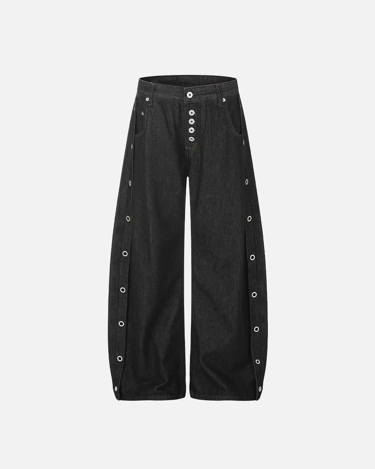 Side Eyelet Buttons Barrel Jeans | Flation Streetwear