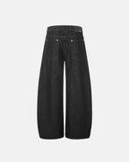 Side Eyelet Buttons Barrel Jeans | Flation Streetwear
