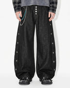 Side Eyelet Buttons Barrel Jeans | Flation Streetwear