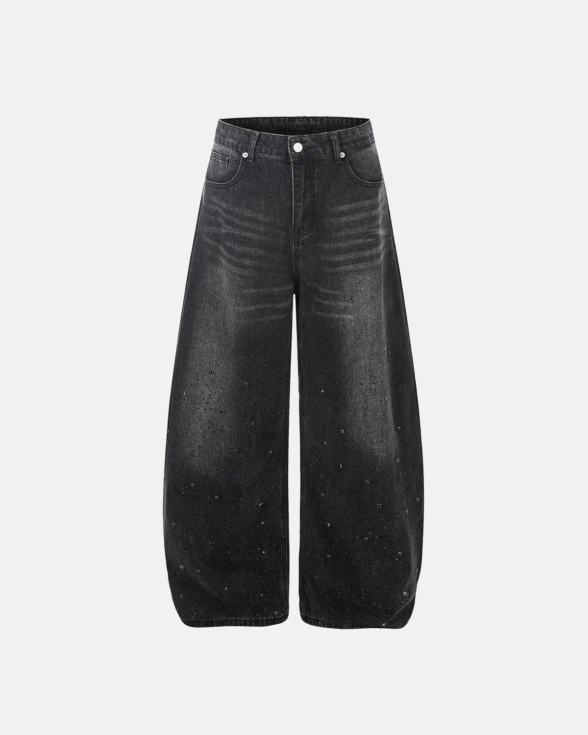 Vintage Washed Rhinestone Barrel Jeans | Flation Streetwear