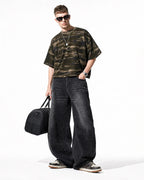 Vintage Washed Rhinestone Barrel Jeans | Flation Streetwear