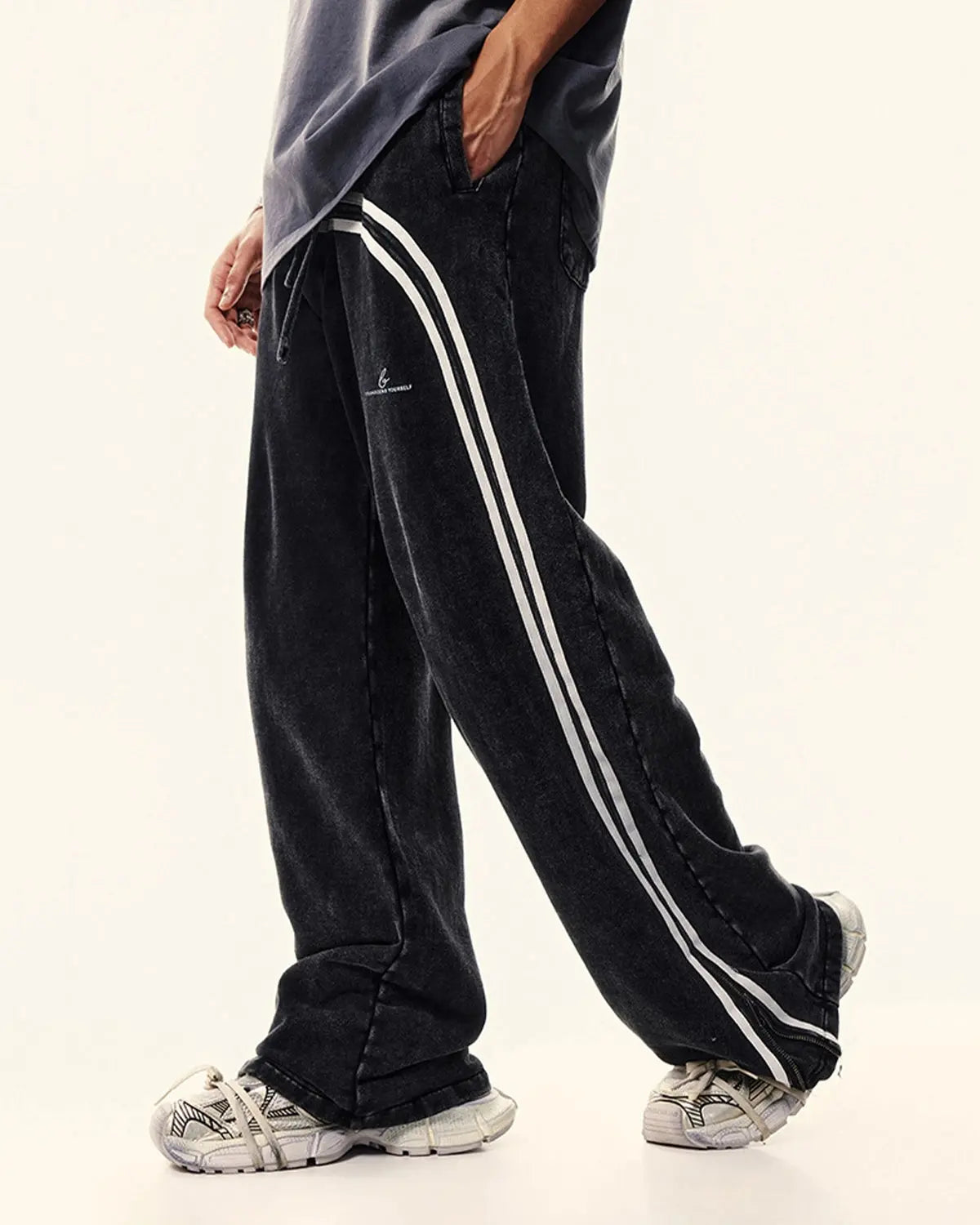 Washed Ribbon Wide Leg Sweatpants | Flation Streetwear