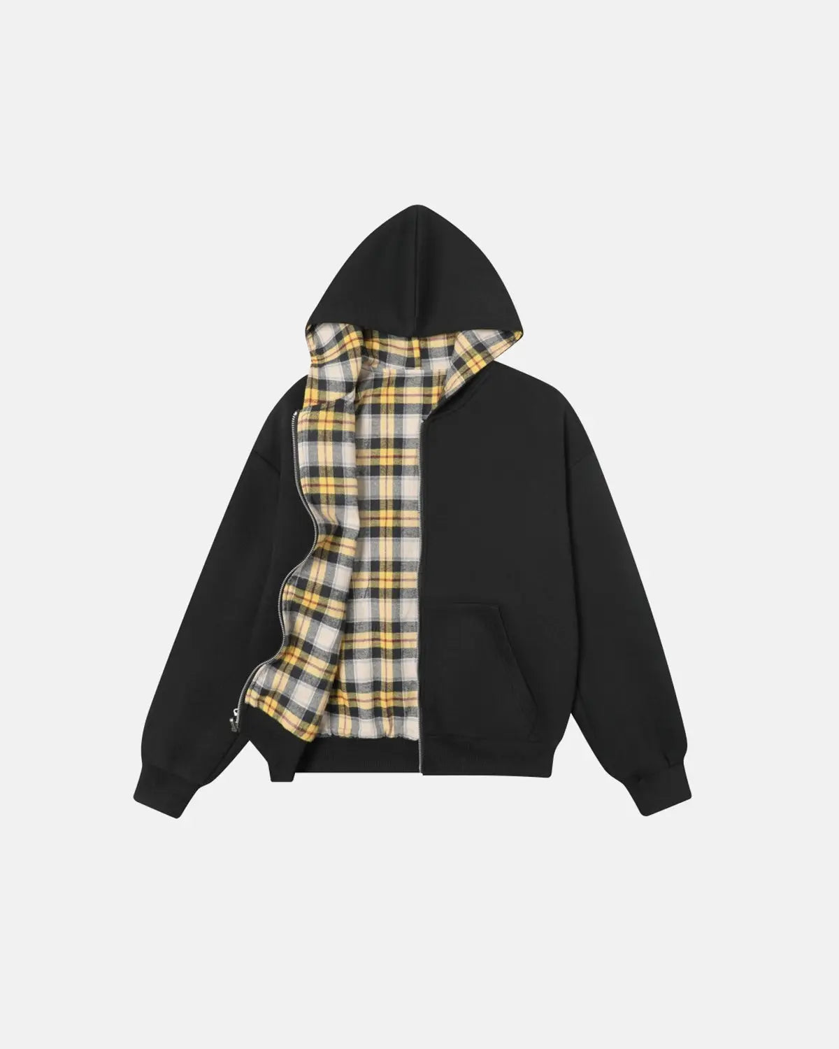 Reversible Plaid Zip Up Hoodies | Flation Streetwear