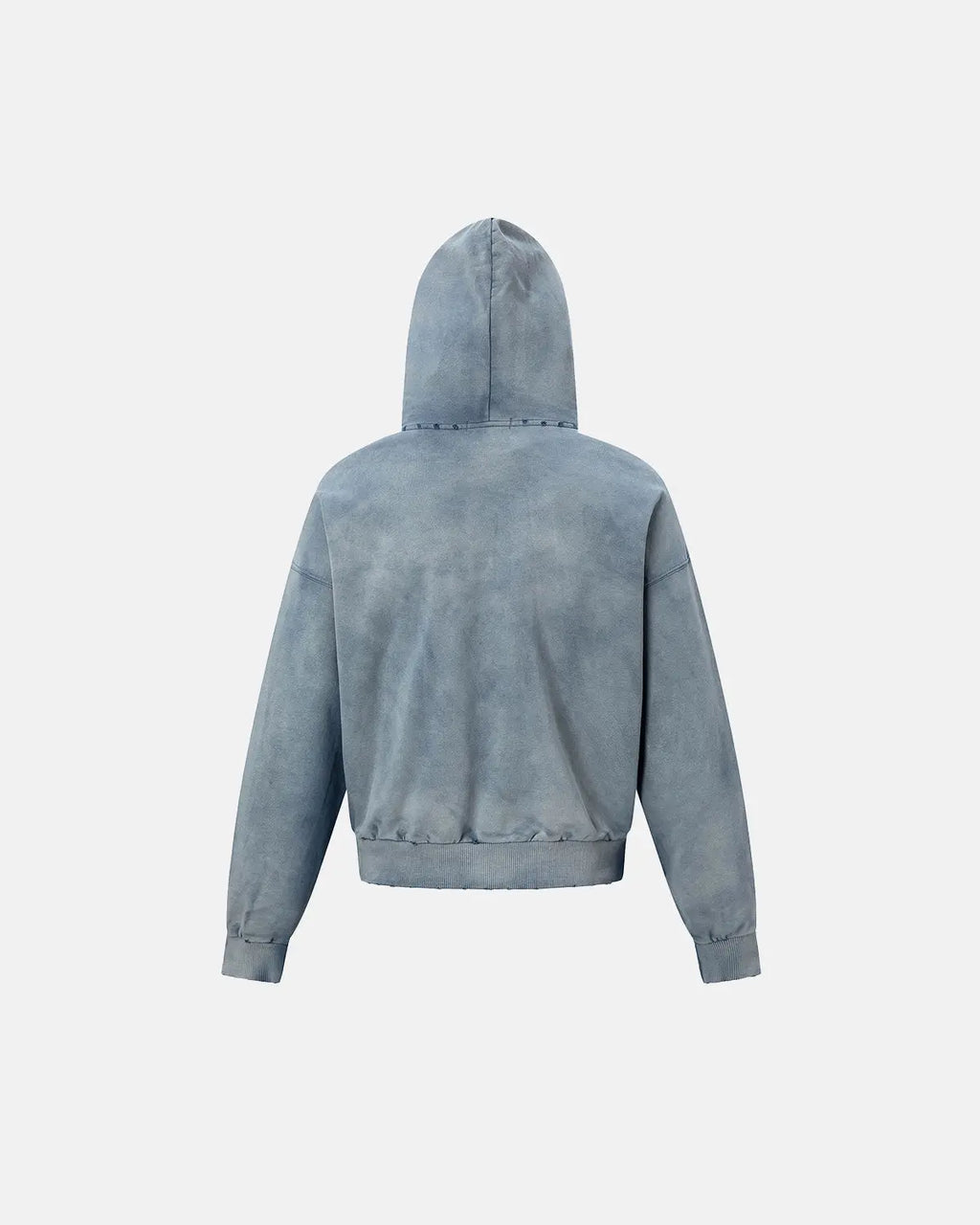 Blue Distressed Acid Wash Zip Up Hoodies | Flation Streetwear
