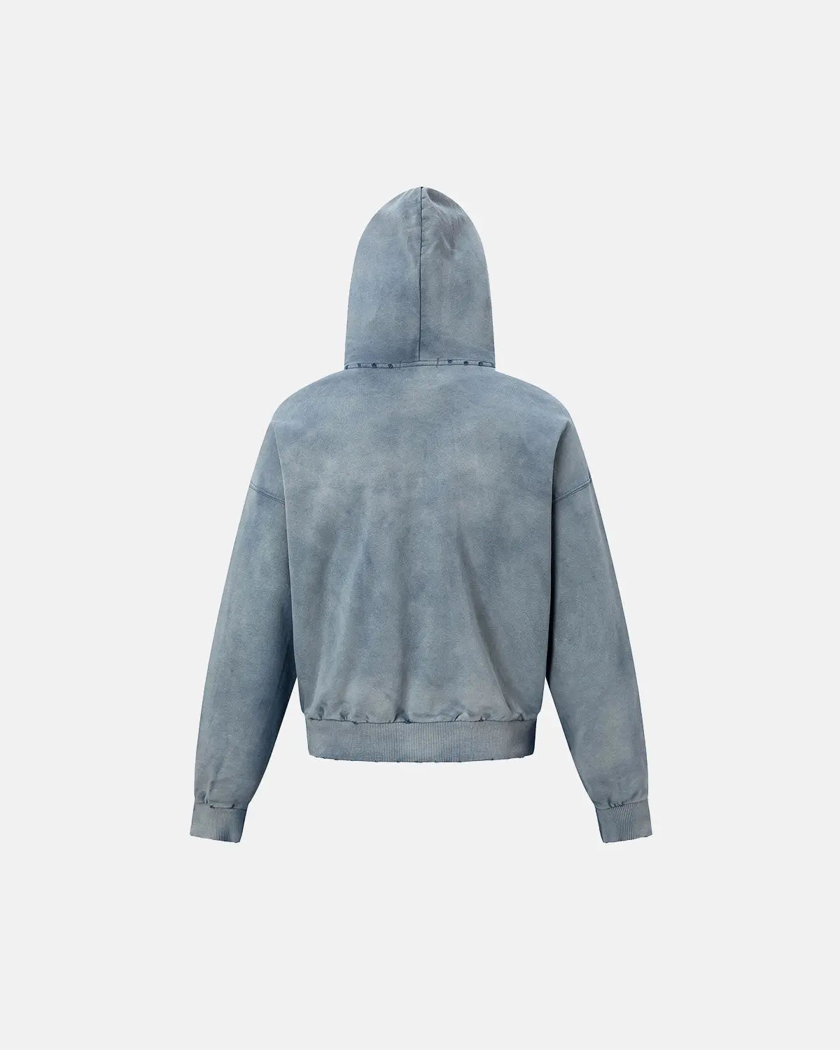Blue Distressed Acid Wash Zip Up Hoodies | Flation Streetwear