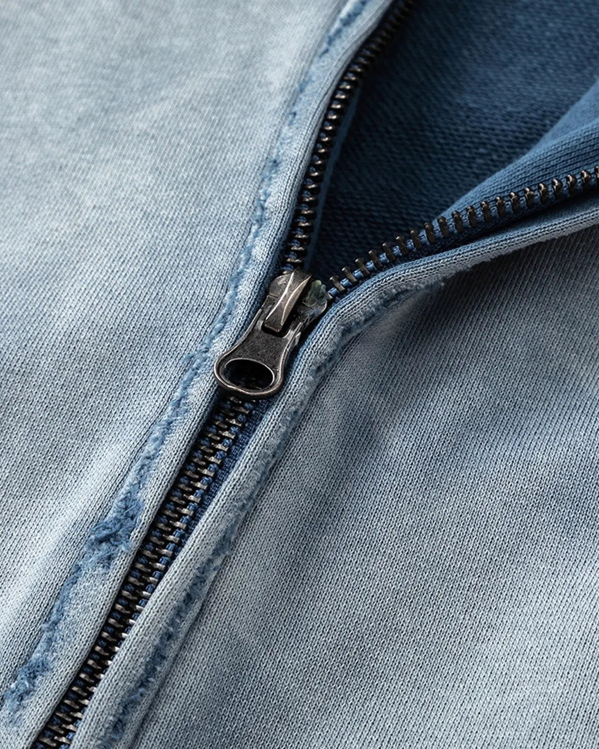 Blue Distressed Acid Wash Zip Up Hoodies | Flation Streetwear